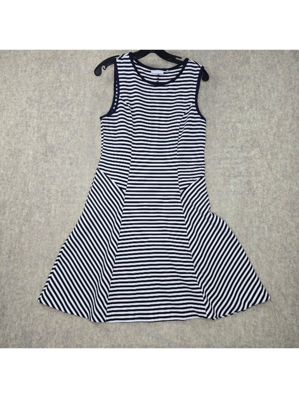 New York & Company Womens Striped Sleeveless Fit & Flare Dress Navy/White Size M